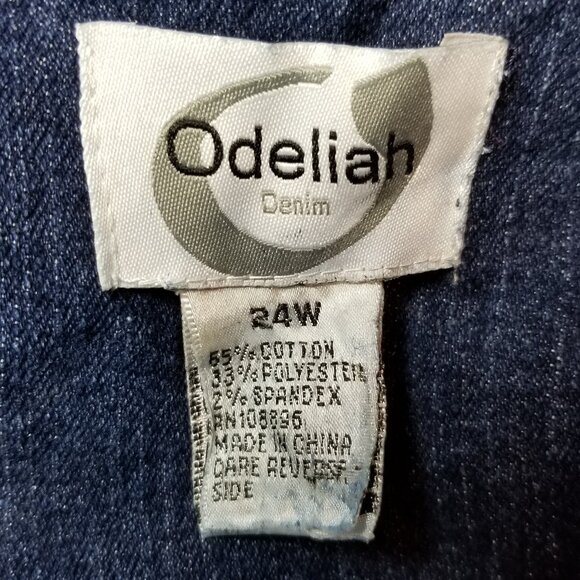 Odeliah Denim Blue Jacket Womens Plus Size 24W Bronze Metal Accents Vtg Retro - Picture 7 of 7